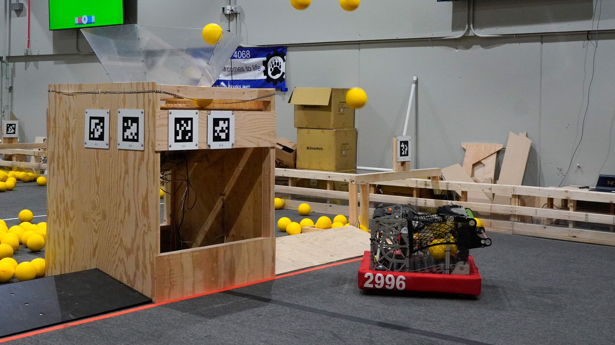 Robot 2996 practices on a field.